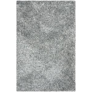 Malibu Shag Silver Doormat 3 ft. x 5 ft. Solid Area Rug