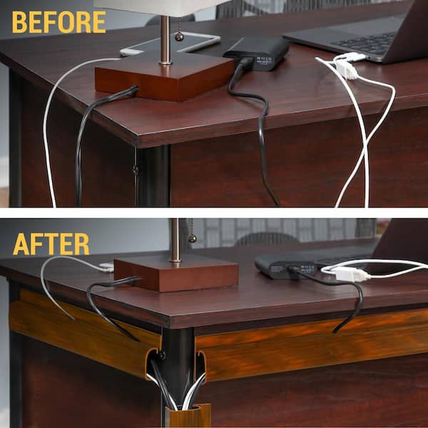 J Channel Desk Cable Organizers by SimpleCord - 10 White Raceway Channels - Cord Cover Management Kit for Desks, Offices, and Kitchens