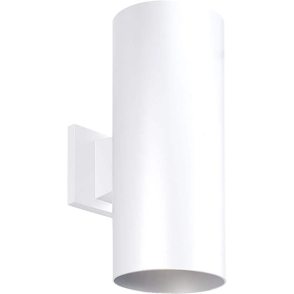 Progress Lighting Cylinder Collection 6" White Modern Outdoor Up/Down Wall Lantern Light