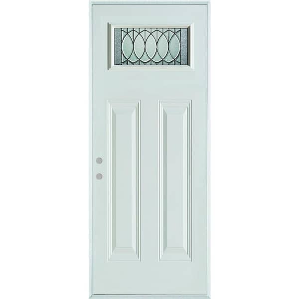 Stanley Doors 32 in. x 80 in. Nightingale Patina Rectangular 1 Lite 2-Panel Painted Right-Hand Inswing Steel Prehung Front Door