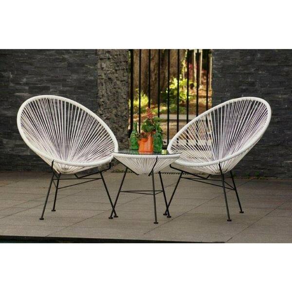 Ejoy Acapulco White Woven Lounge Chair Set of 1 Piece