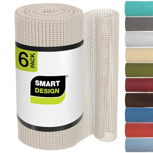 Smart Design Classic Grip Shelf Liner - 18 Inch x 5 Feet Total (Set of 6  Rolls) - Non Adhesive, Strong Grip Bottom- Taupe 8716388AS6 - The Home Depot