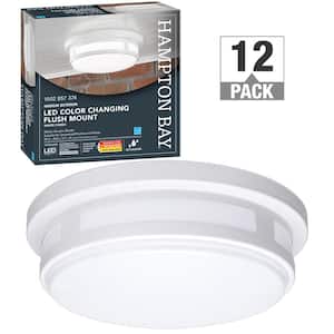 11 in. Round White Indoor Outdoor LED Flush Mount Ceiling Light Adjustable CCT 830 Lumens Wet Rated (12-Pack)