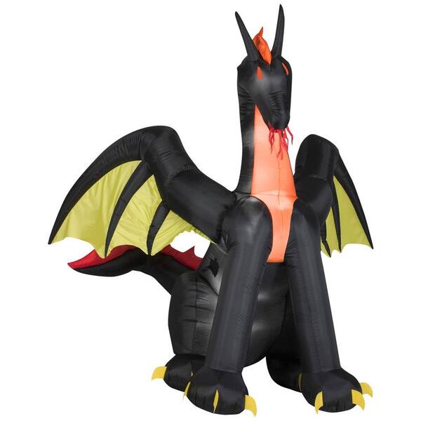 Gemmy 83.86 in. W x 72.84 in. D x 72.05 in. H Animated Inflatable Fire Dragon with Wings