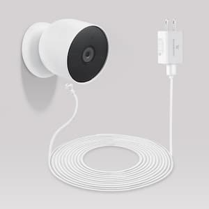 26 ft Pogo Pin Cable and Adapter (5. 2V/2A)-Power Cable Compatible with Google Nest Cam (Battery)-White