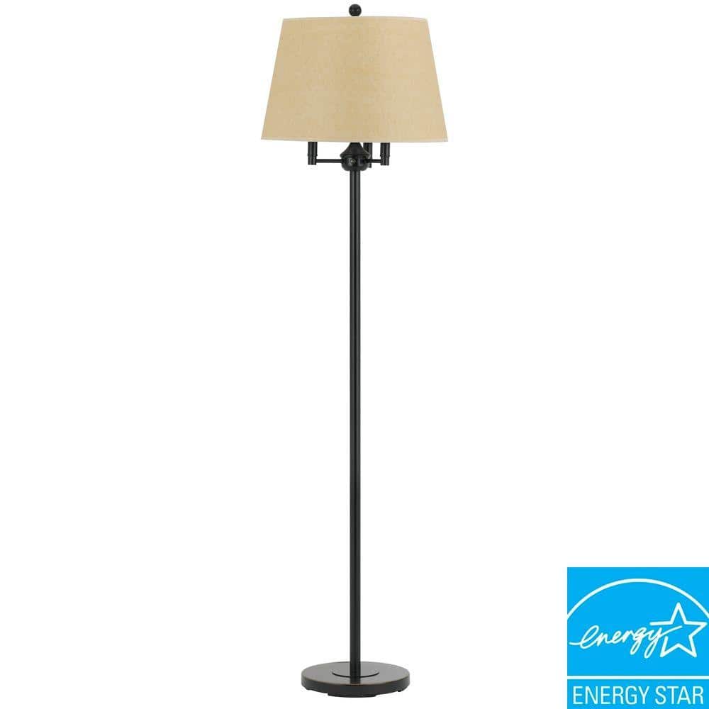 Andros Dark Bronze Adjustable Floor Lamp with Beige Shade