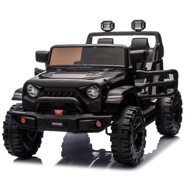 Zeus & Ruta 24-Volt Ride On Large Pickup Truck car for Kids, ride On 4WD Toys with Remote Control, Assist in Driving in Black