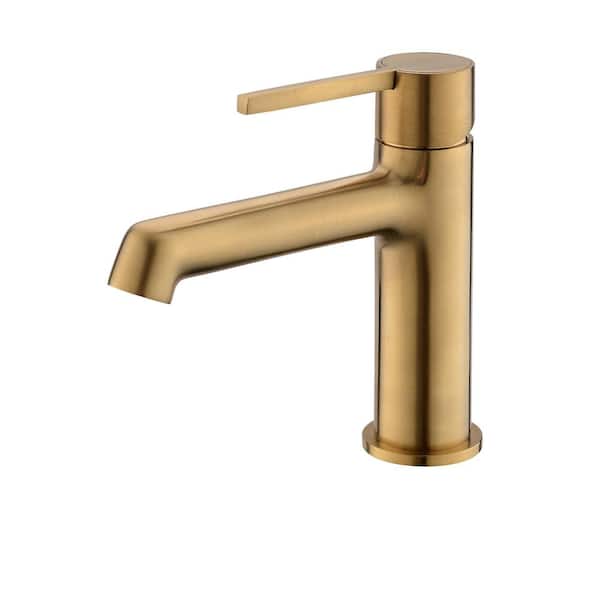 Flynama Single Handle Bathroom Faucet for Single Hole in Brushed Gold