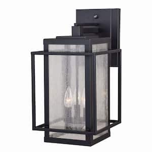Hyde Park 3 Light Dusk to Dawn Bronze Mission Outdoor Wall Lantern Clear Glass