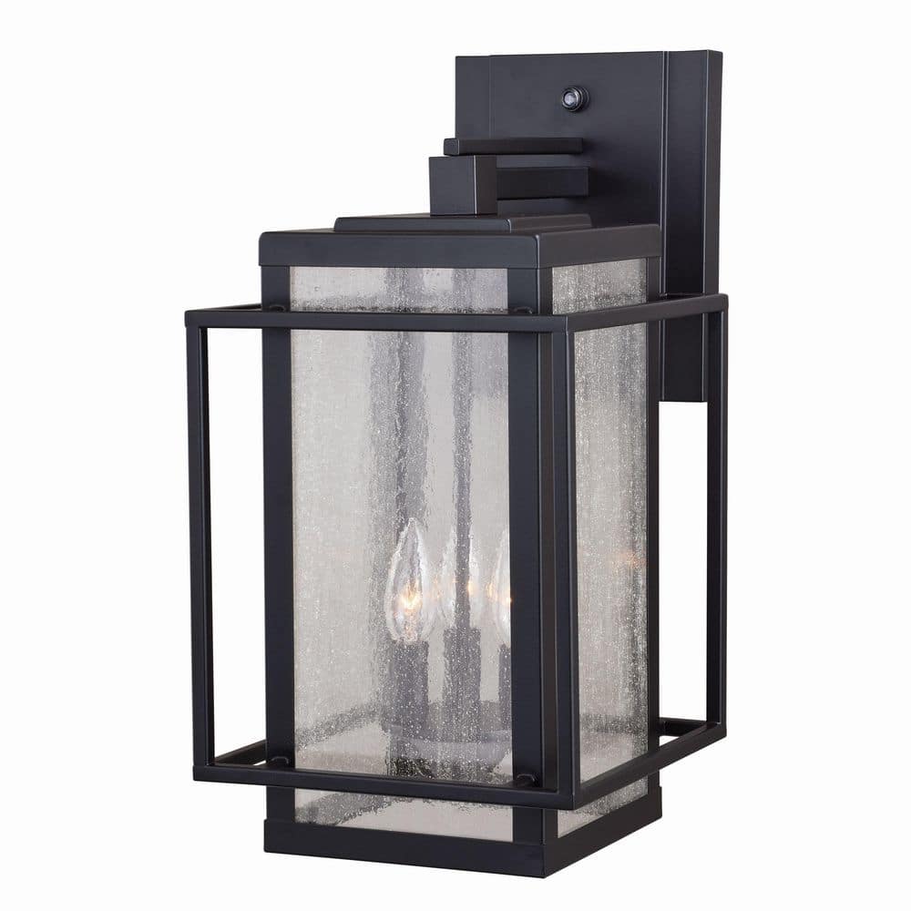 Hyde Park 3 Light Dusk to Dawn Bronze Mission Outdoor Wall Lantern Clear Glass price history on PriceWatchPro