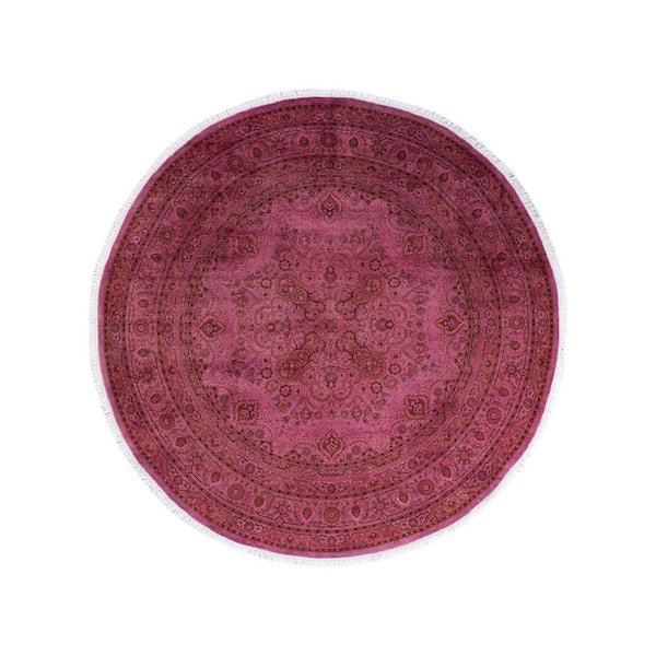 Solo Rugs One-of-a-Kind Contemporary Pink 7 ft. x 7 ft. Hand Knotted Overdyed Area Rug