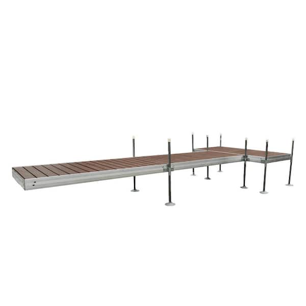 Tommy Docks 20 ft. T-Shaped Aluminum Frame with Brown Composite Decking Complete Dock Package