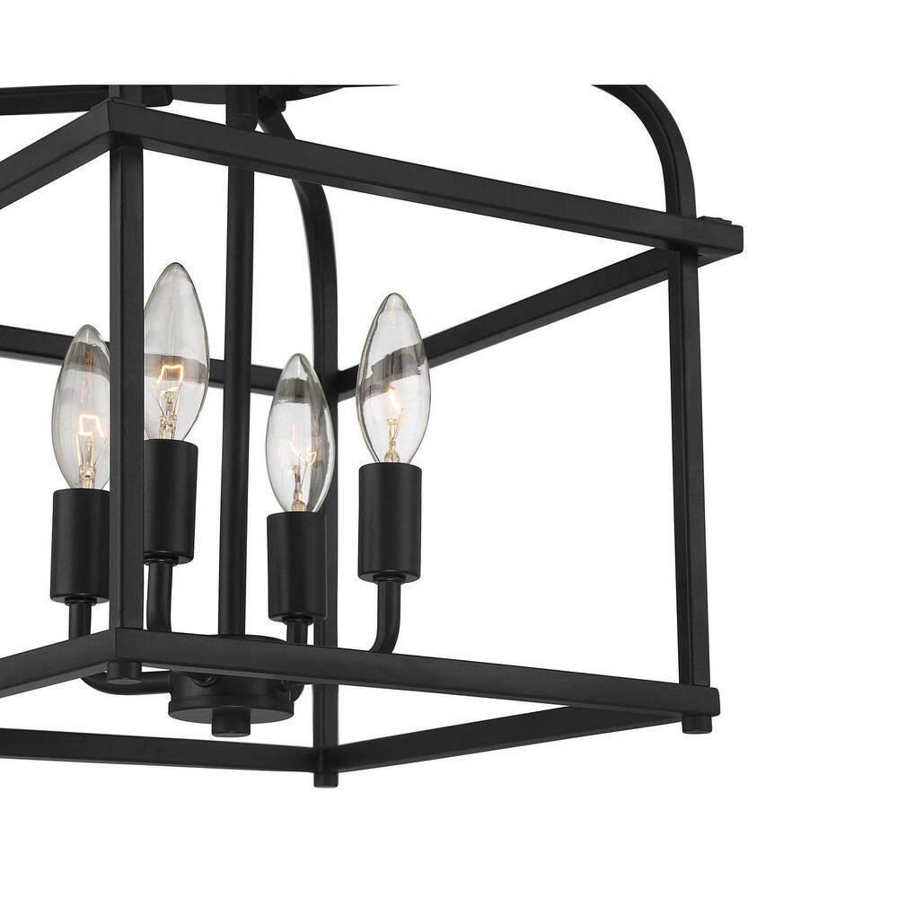Geometric Charm 4-Light Matte Black Semi-Flush Ceiling Fixture