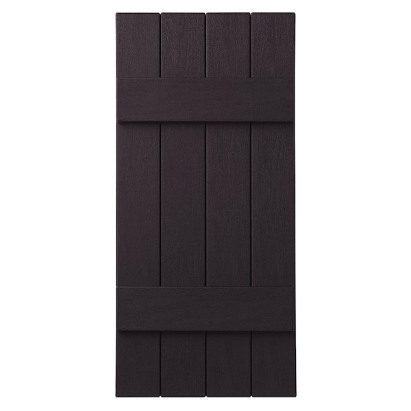 Ply Gem 15 in. x 43 in. Polypropylene 4-Board Closed Board and Batten Shutters Pair in Dark Berry