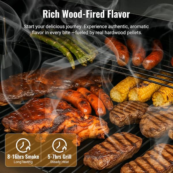 560 sq. in. Wood Pellet Grill in Black with Auto Temperature Control
