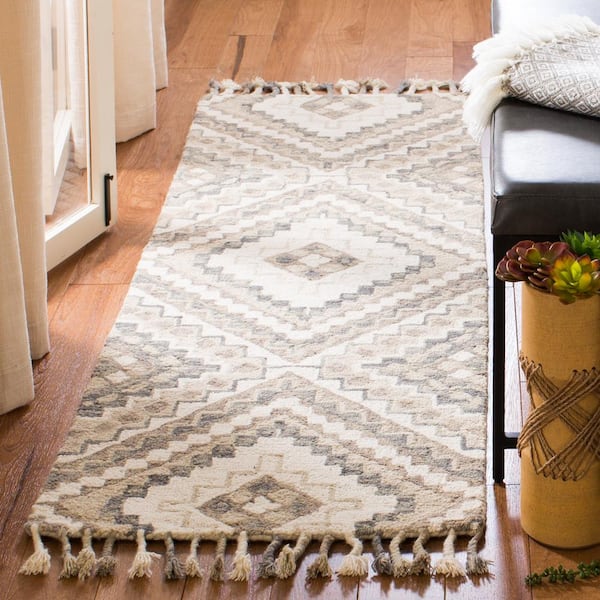 Aspen 2 ft. x 9 ft. Taupe/Ivory Geometric Runner Rug
