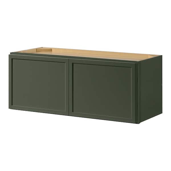 Leyton 30 in. W x 12 in. D x 12 in. H Ready to Assemble Plywood Slim Shaker Wall Bridge Kitchen Cabinet in Fern Green
