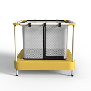 40 in. Yellow Square Mini Kids Indoor Trampoline With Safety Net