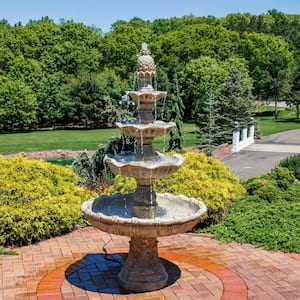 80 in. 4-Tier Electric Powered Grand Courtyard Fountain in Earth