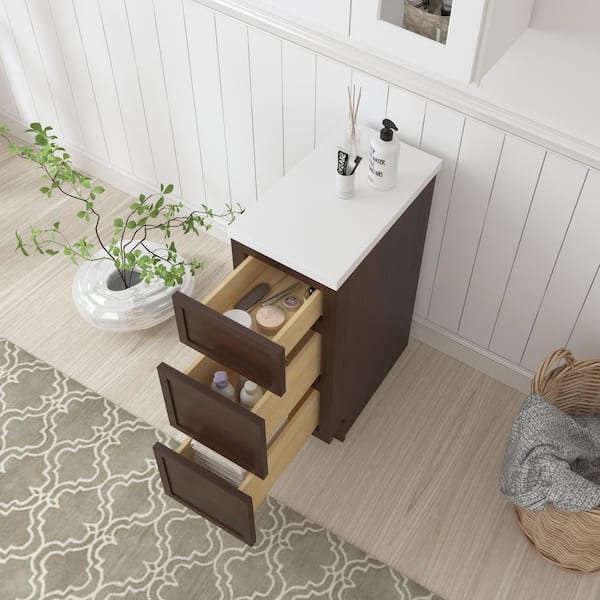 Vanity Art 12 in. W x 21 in. D x 32.5 in. H 3-Drawers Bath Vanity Cabinet Only in Brown Vanity Art 12 in. W x 21 in. D x 32.5 in. H 3-Drawers Bath Vanity Cabinet Only in Brown