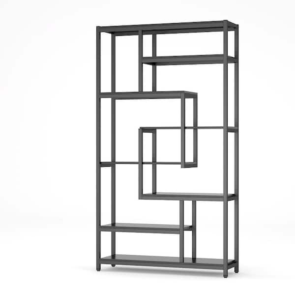 TRIBESIGNS WAY TO ORIGIN Katarina 70.9 in. Black Wood 8-Shelf Etagere Bookcase with Open Back