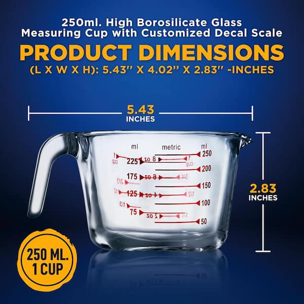 1pc Plastic Measuring Cup, PP Measuring Cup With Spout And Handle Grip,  Microwave And Dishwasher Safe (250ml/500ml/1000ml)