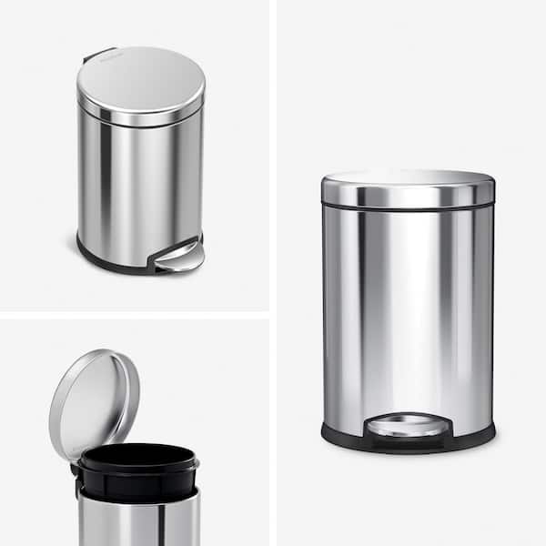 4.5L Round Step Bathroom Trash Can with Soft-Close Lid, Polished Stainless Steel