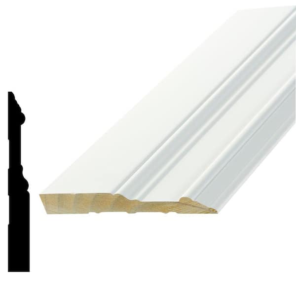 Alexandria Moulding WP5709 5/8 in. x 5-1/4 in. Primed Pine Finger-Jointed Base Moulding
