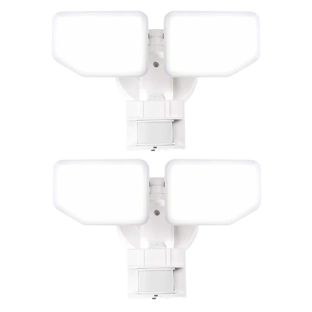White 30-Watt 2600-Lumen 180° Motion Sensor Dusk to Dawn Outdoor Integrated LED Security Flood Light 2-Pack price history on PriceWatchPro
