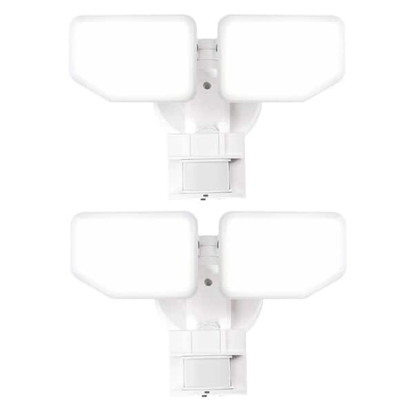 AWSENS White 30-Watt 2600-Lumen 180° Motion Sensor Dusk to Dawn Outdoor Integrated LED Security Flood Light 2-Pack