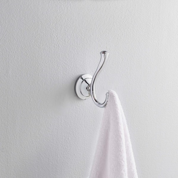 Linden Double Towel Hook Bath Hardware Accessory in Polished Chrome