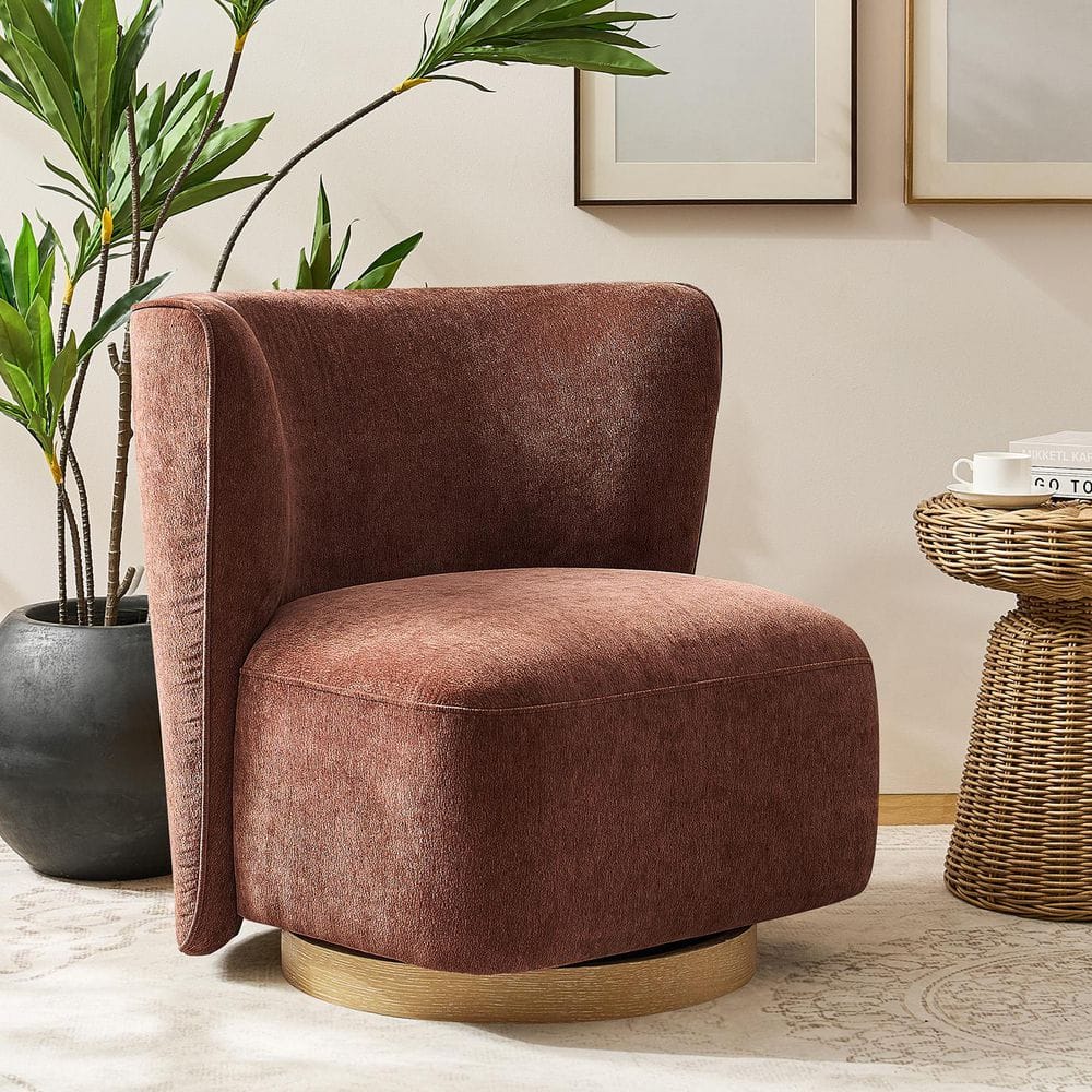 Lucent Rust Modern Boucle Upholstered Swivel Barrel Chair price history on PriceWatchPro
