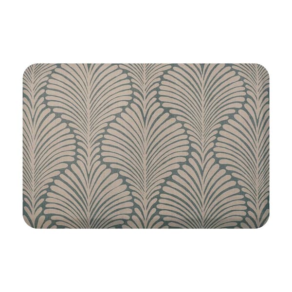 Bungalow Flooring Sole Comfort Palm Fronds 22 in. x 32 in. Beige on Mist Anti-Fatigue Comfort Mat