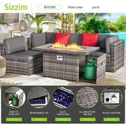 15-Piece Wicker Patio Conversation Set with Gray Cushions Patio Fire Pit