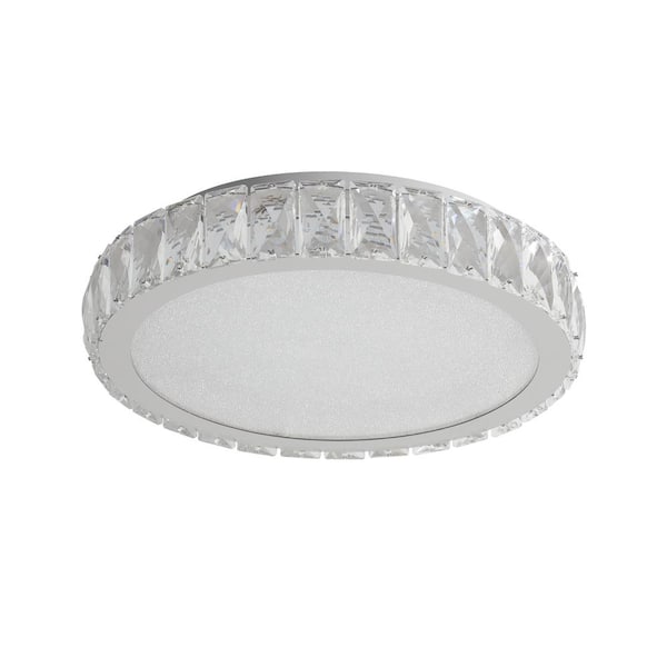 Tidoin 13.8 in. Modern Clear LED Flush Mount with Crystal Framed