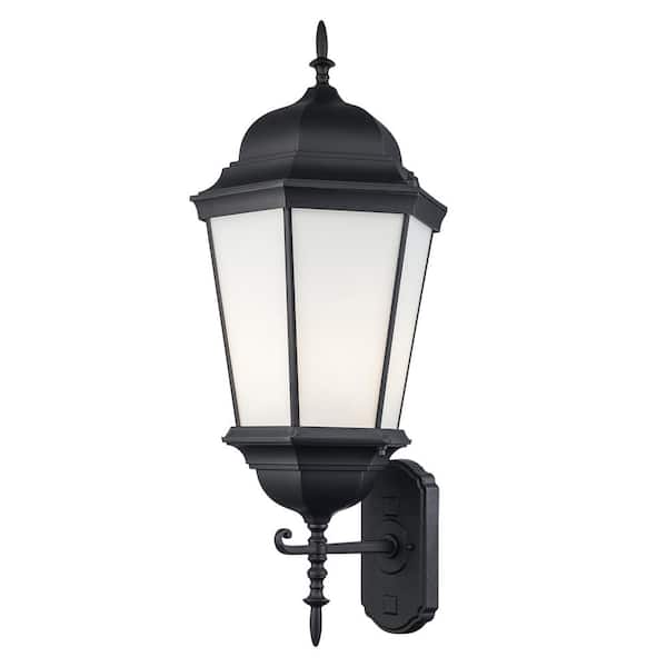 Bel Air Lighting Eldlight 29.8 3-Light Black Outdoor Hardwired Wall Lantern Sconce with No Bulbs Included and Frosted Glass