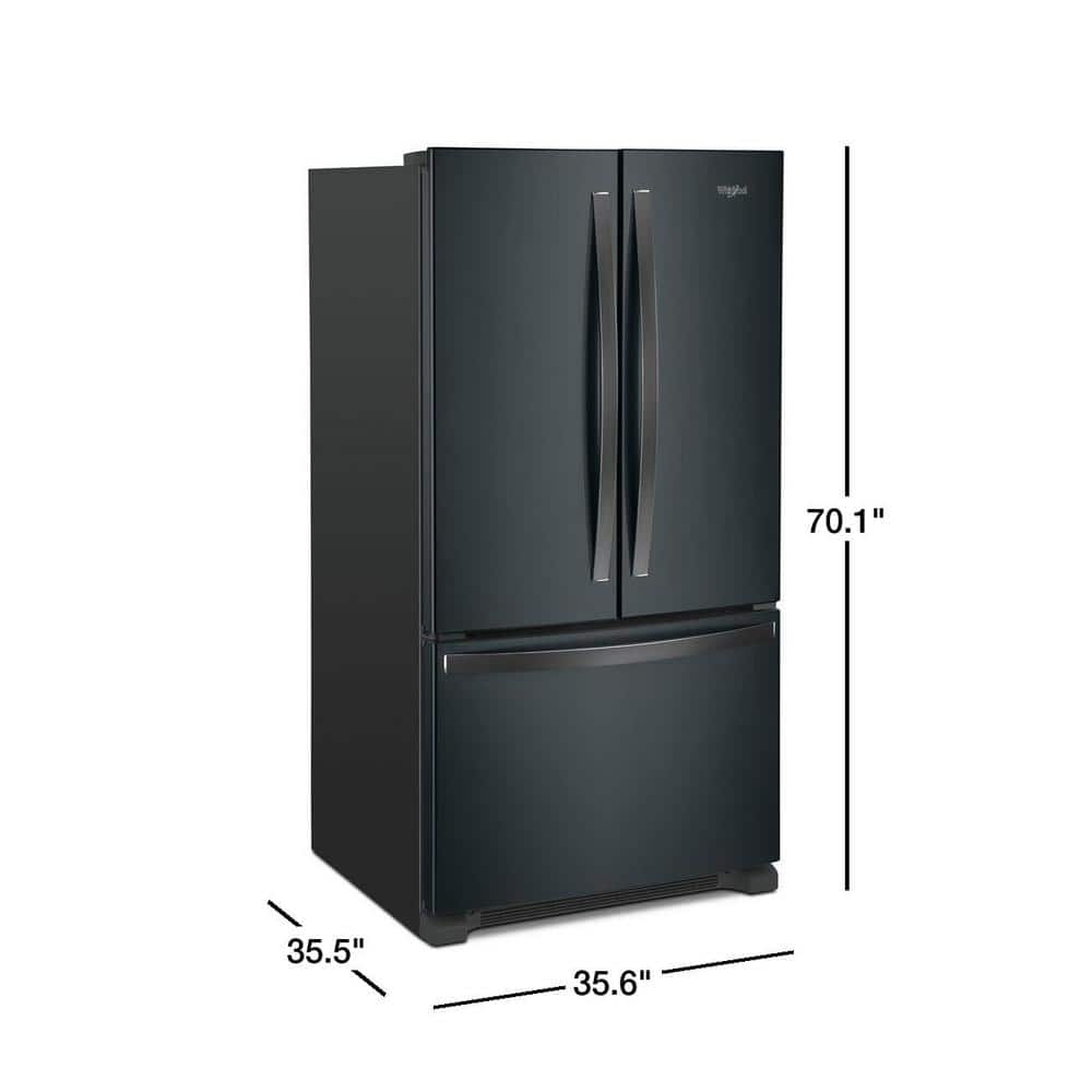 Whirlpool 36" Wide Black Stainless Steel French Door Refrigerator