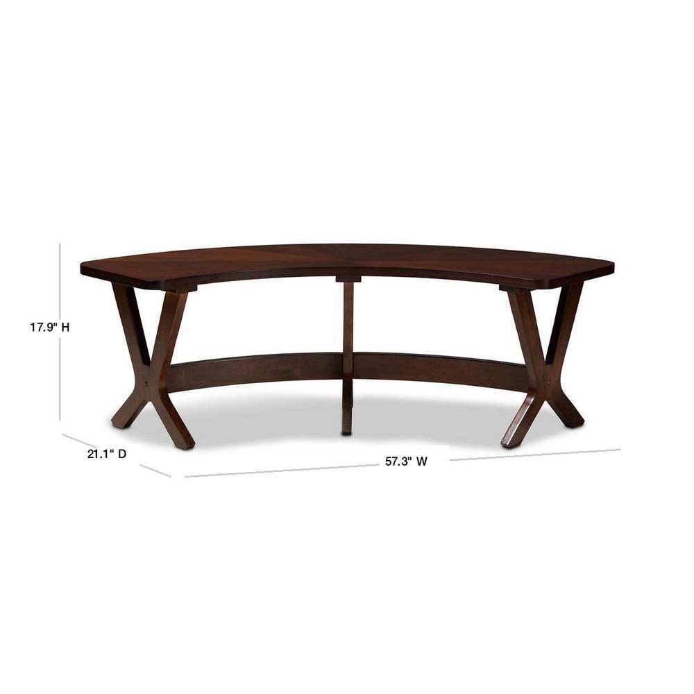 Berlin Mid-Century Walnut Curved Dining Bench with Angled Legs