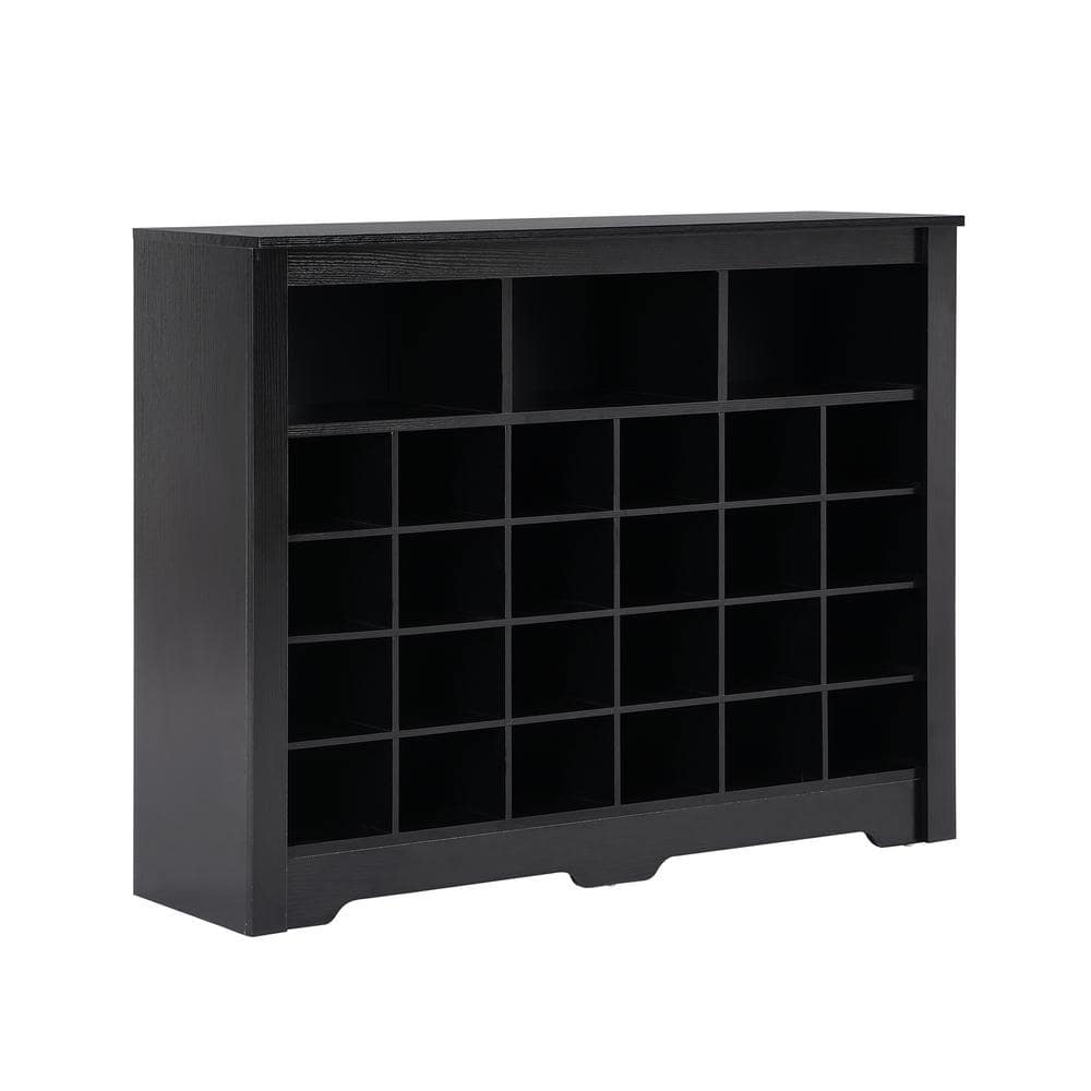 45.2 in. W x 12.9 in. D x 35 in. H Black Linen Cabinet Shoe Cabinet ...