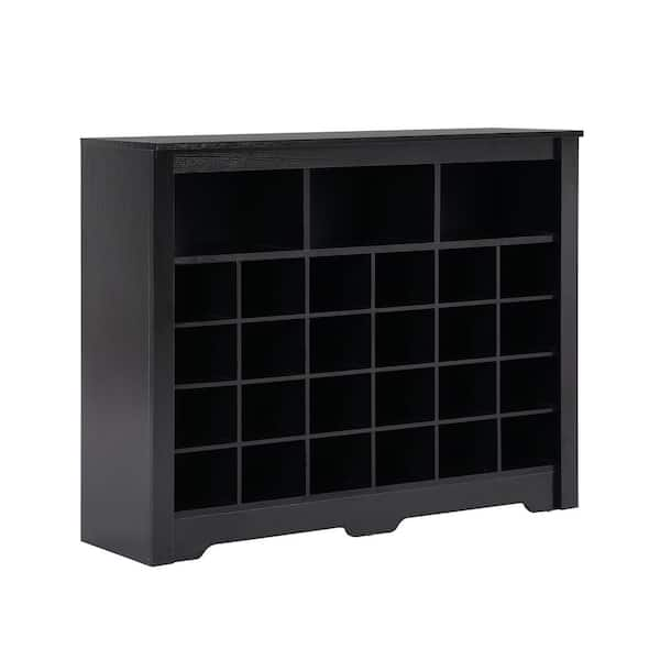 45.2 in. W x 12.9 in. D x 35 in. H Black Linen Cabinet Shoe Cabinet ...