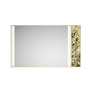 60 in. W x 36 in. H Rectangular Framed Anti-Fog Backlit Wall Bathroom Vanity Mirror with Natural Stone Decoration Gold