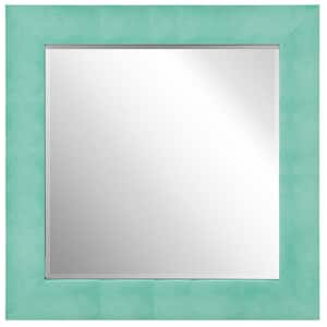 Large Square Teal Hooks Modern Mirror (48 in. H x 48 in. W)