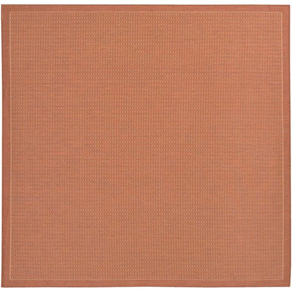 Recife Saddle Stitch Terracotta-Natural 9 ft. x 9 ft. Square Indoor/Outdoor Area Rug