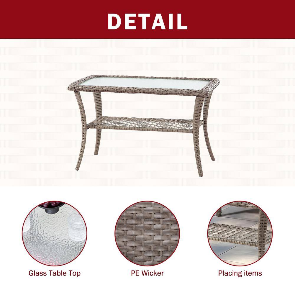 Red Cushioned Wicker Loveseat and Table Set with Black Iron Frame