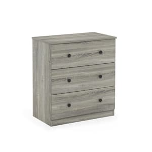Tidur Simple Design French Oak Grey 3-Drawer Chest of Drawers (30.91 in. H x 27.72 in W x 15.75 in. D)