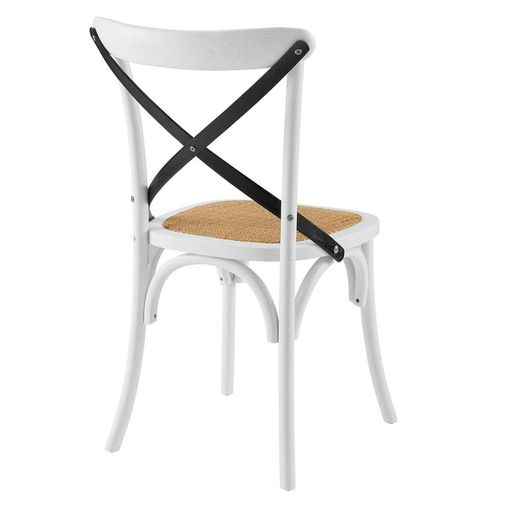 White and Black Cross Back Wood Dining Chair