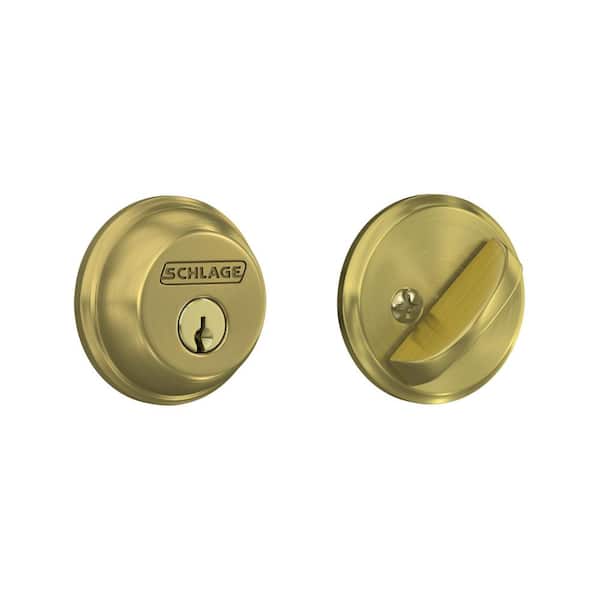 Schlage B60 Series Satin Brass Single Cylinder Deadbolt Certified Highest for Security and Durability