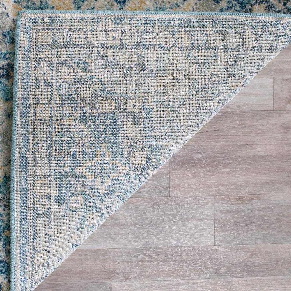 Light Blue High Pile Synthetic Boho Area Rug