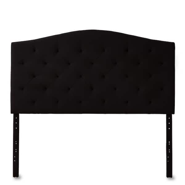 Brookside Liza Curved Edge Black Upholstered Full Headboard with Buttonless Diamond Tufting