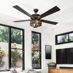 Regal 52 in. LED Oil Rubbed Bronze Caged LED Ceiling Fan With Light